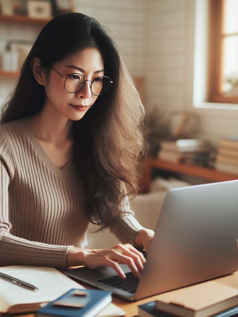 Femme qui travaille sur son ordinateur portable