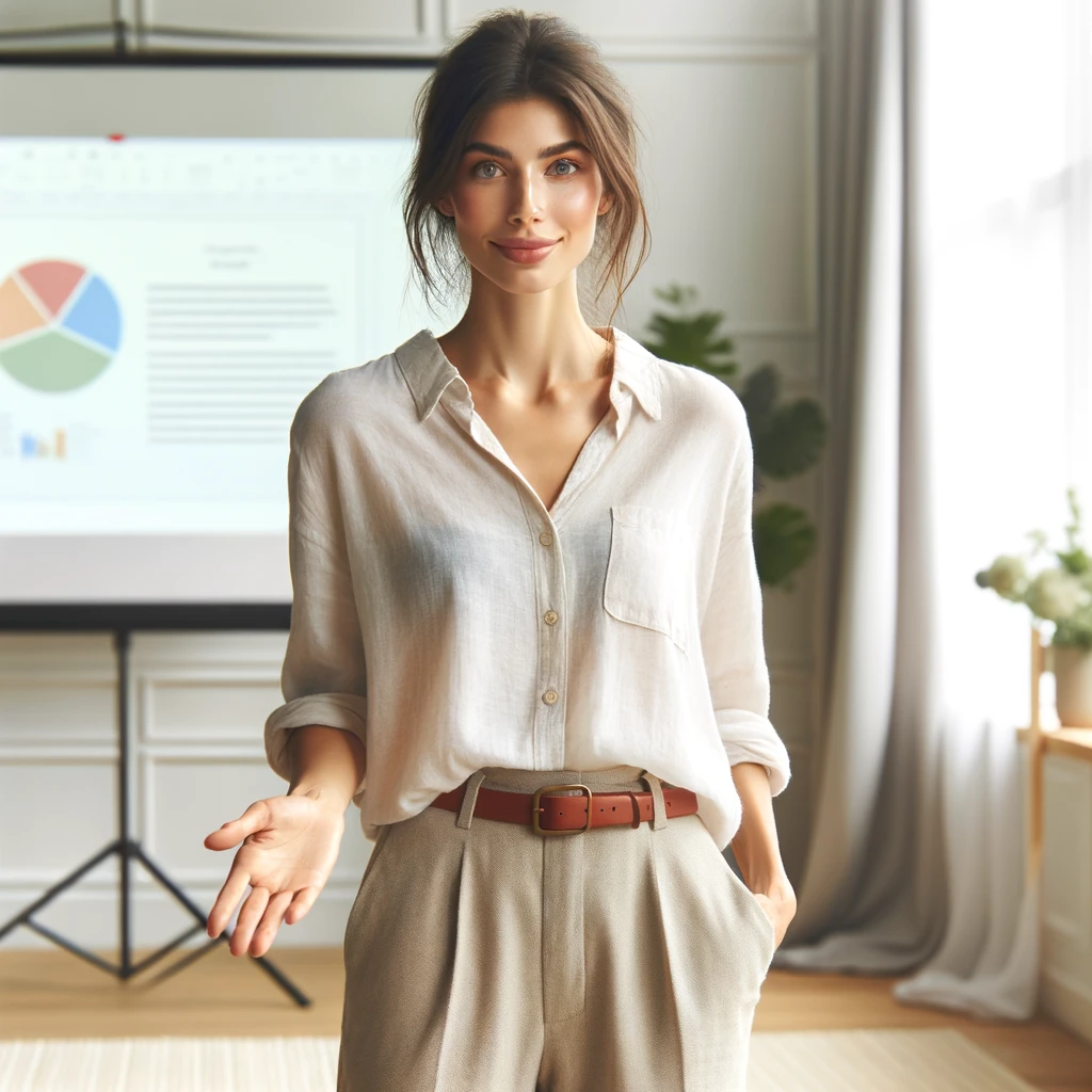 Femme qui présente son powerpoint