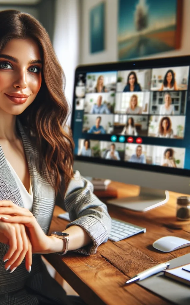 Femme qui est en réunion visioconférence avec ses collègues